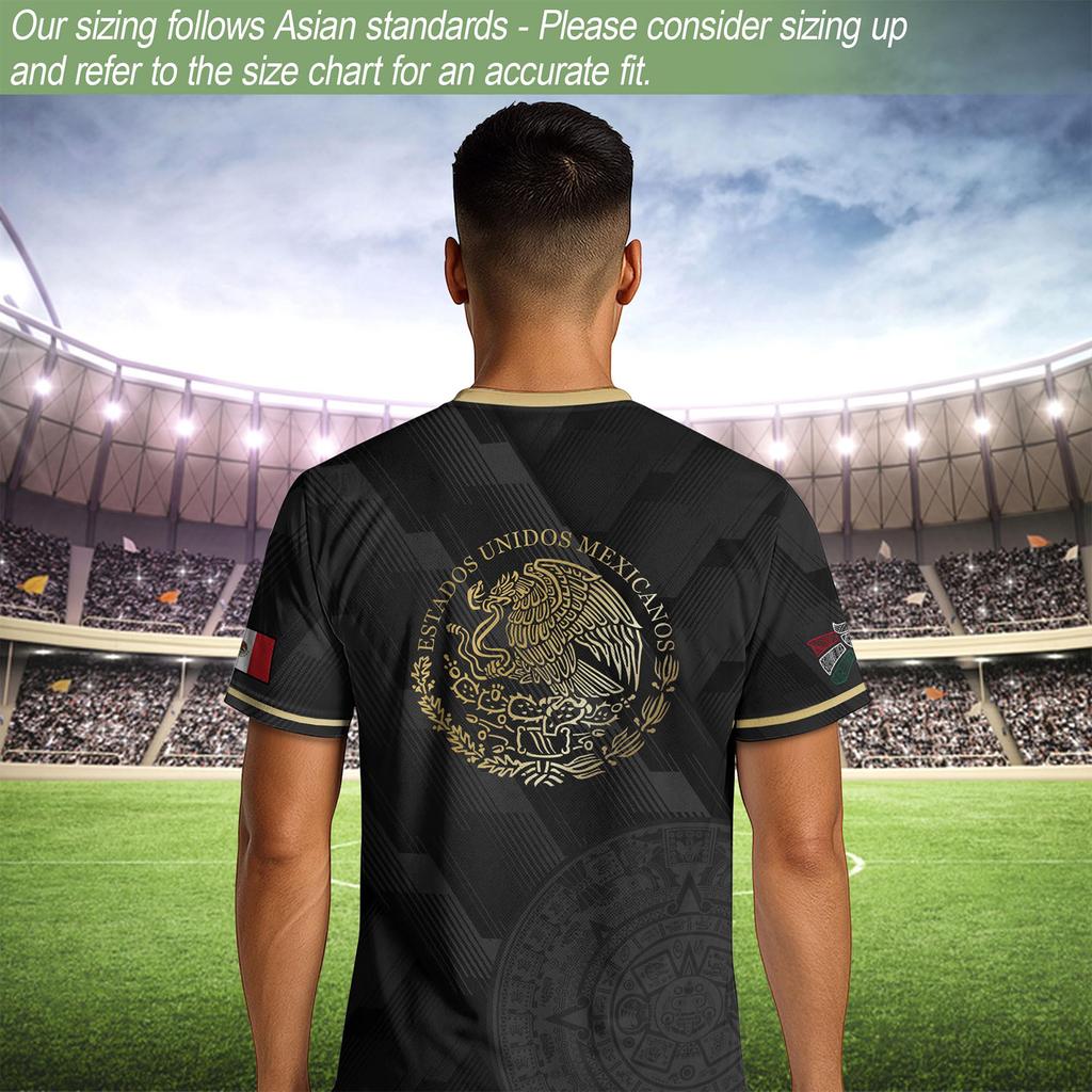 Men's Casual Short Sleeve T-Shirt with Lettering Print Mexico National Emblem Graphic Lightweight Breathable Fabric