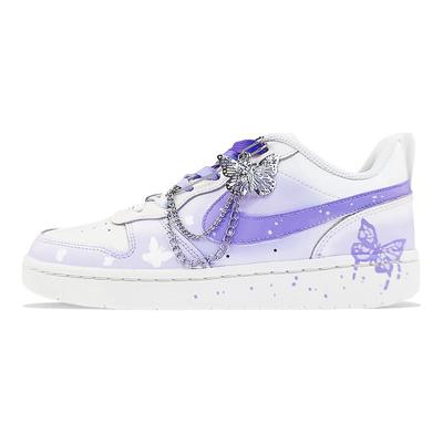 Court Borough Skateboard Shoes Women's Low Top Purple/White BQ5448-100(Team40-GS)