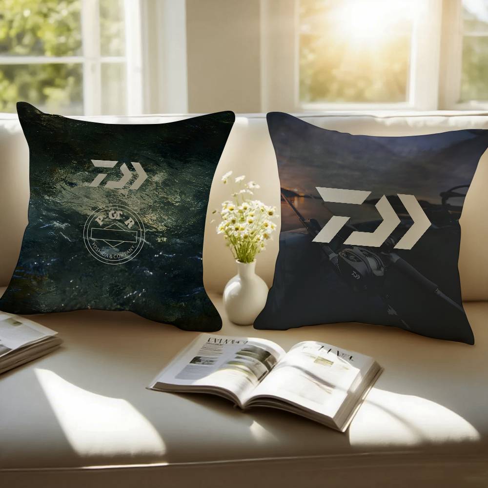 Cool DuckDAIWAAWARE For Fishing Art Pillow Case Anti-dustmite Pillowcase Invisible Zipper Silky Short Plush Sofa Cushion Cover