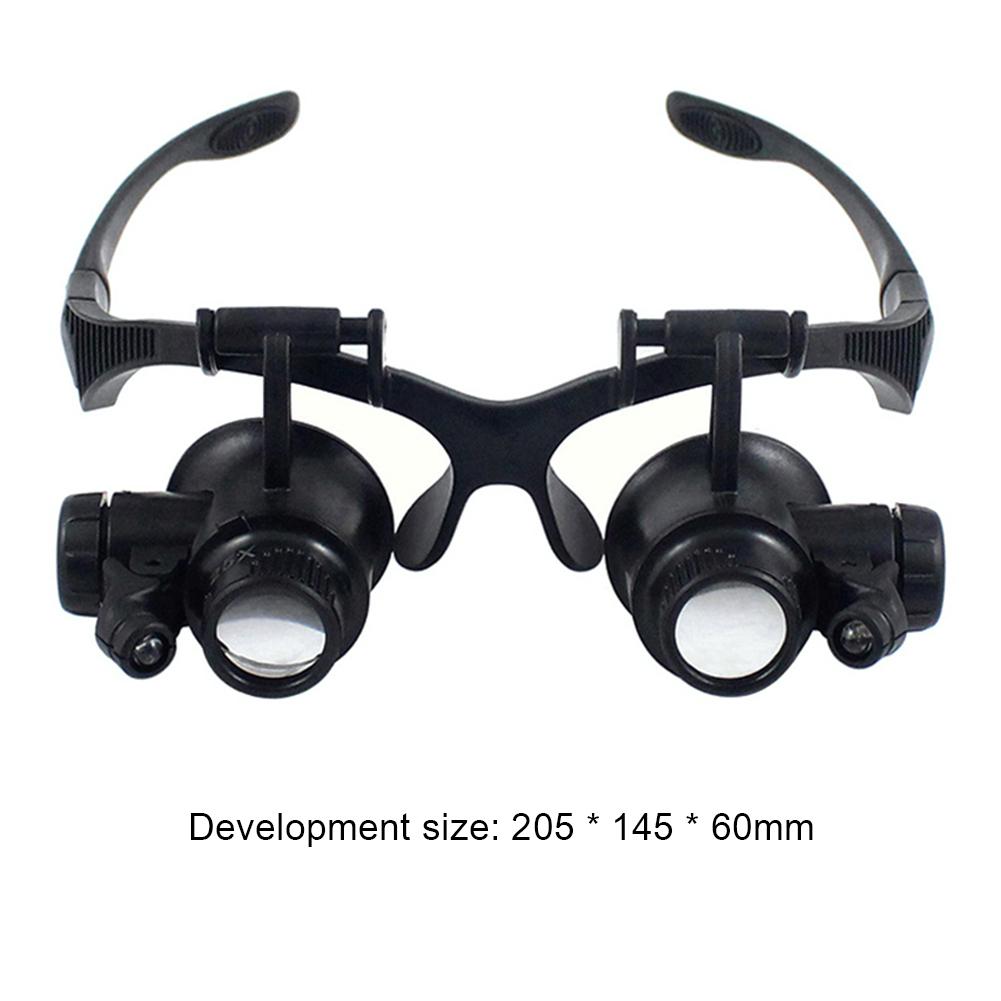 10X/15X/20X/25X Lens Observation Head Wearing Magnifier Glasses Loupes with LED