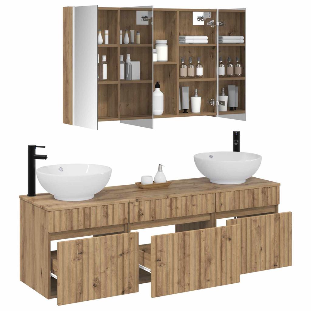 Bathroom Cabinet Set 4 pcs Artisan Oak 103.5 x 15.5 x 70 cm