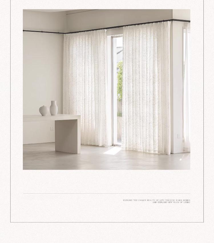 French Lace Embroidery Light-Permeable Privacy Curtains for Balcony, Bedroom, and Living Room