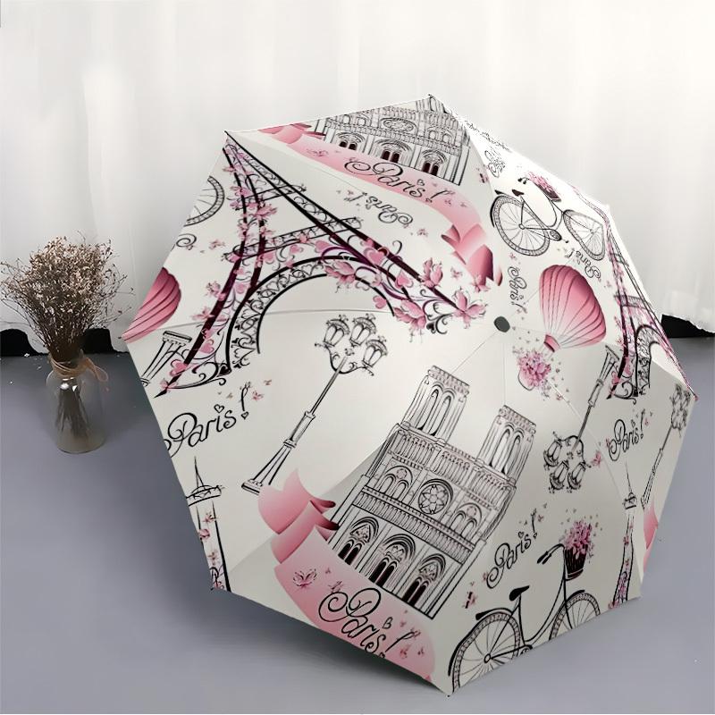 1pc Parisian Chic Folding Umbrella | Elegant Design, Fashionable Accessory, Durable Construction, Sturdy Ribs yy251107121