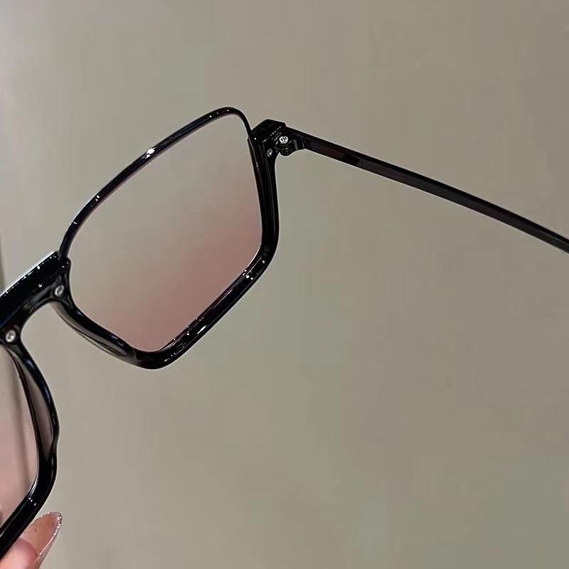 Różowe Okulary Półramka Pokazują Małą Twarz Zwykłe Okulary Damskie Duża Oprawka Soczewki o Zmiennym Kolorze Zachodu Słońca