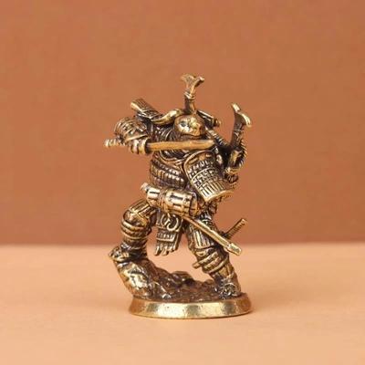 Brass Turtle Samurai Figurine With Exquisite Detail Vintage Finish For Home Desk Decor And Collectors Display