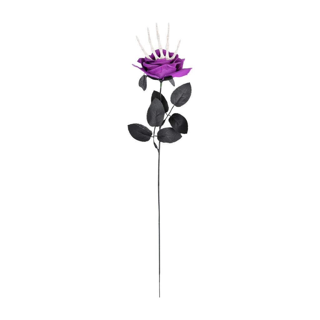 Halloween Skeleton Hand Rose Adornment Creepy Fake Flowers For Indoor Layout And For Halloween Home Decorations And Spooky Scene Setting