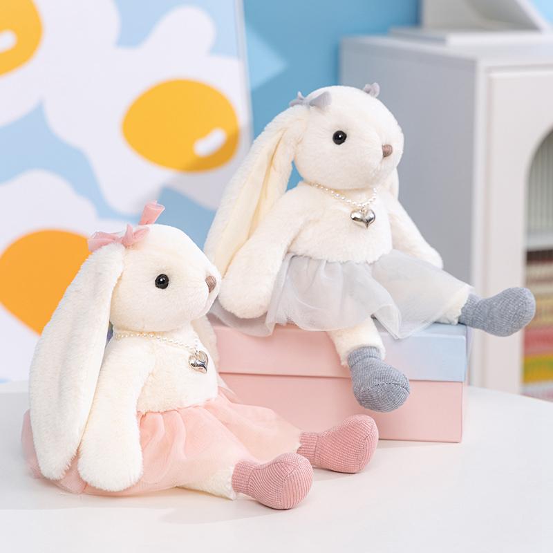 35/50cm Cartoon Adorable Extended Ears Rabbit Plush Doll Extended Legs Princess Pleated Skirt Rabbit Animal Stuffed Toy Home Decor Present Designed