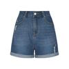 Neue Sommer Damen Straight-Leg, Slim-Fit, Abgenutzte und Hochgekrempelte Denim Shorts