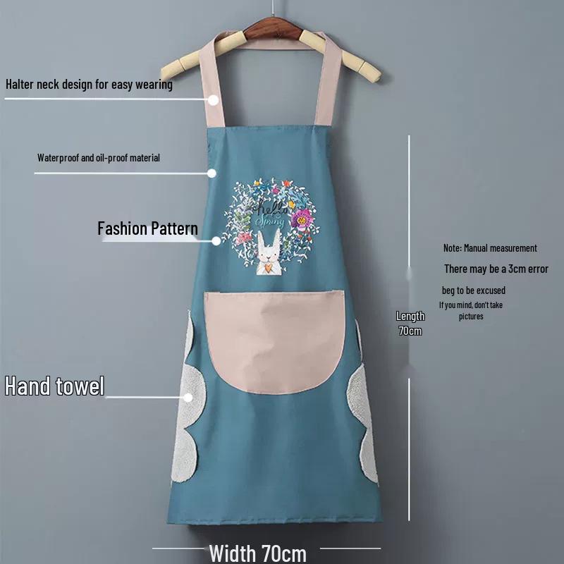 Wipeable Japanese-Style Apron: Fashionable, Waterproof, Oilproof for Women