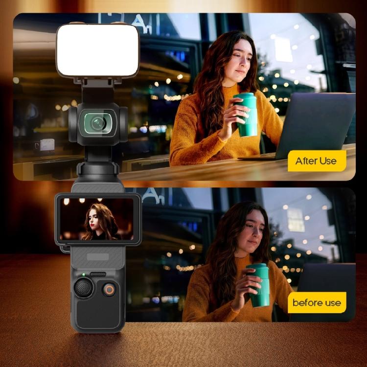 LED Video Light for Pocket 3 Action Camera Portable Type C Rechargeable Auxiliary LED Fill Light Adjustable Brightness