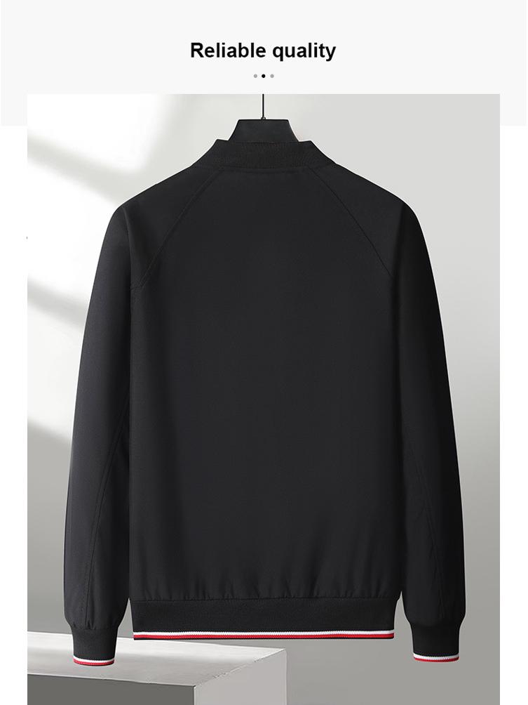 Men's Plus Size Raglan Sleeve Baseball Jacket - Stand Collar, Velvet Lined for Spring, Autumn, and Winter. Casual Business Style Outerwear.