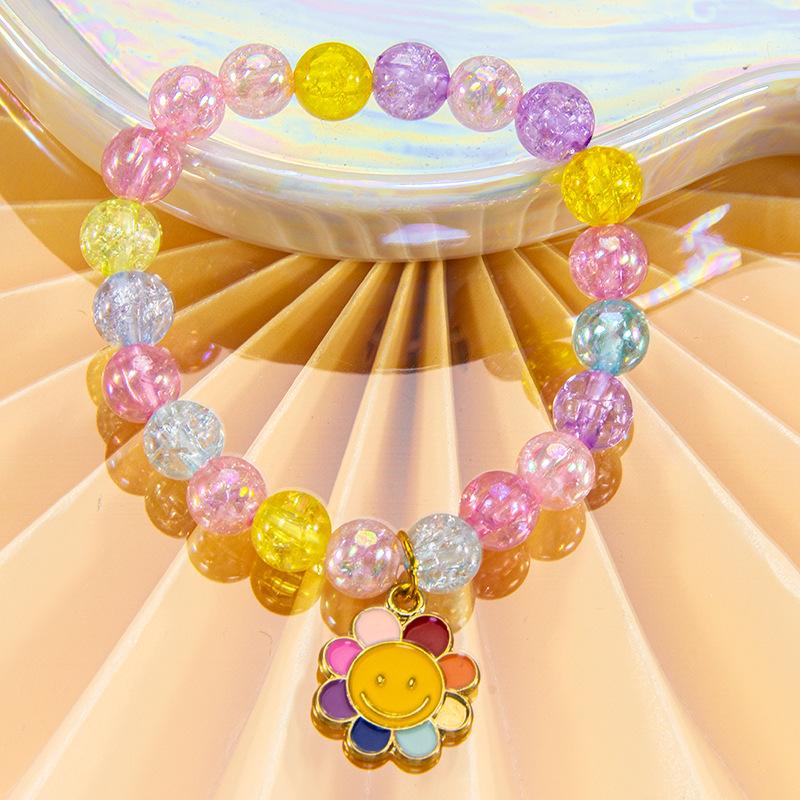 Cute Cartoon Women Bracelet, Beaded Design with Alloy Unicorn, Mermaid and Shell Charm, High Texture Daily Hand Ornaments