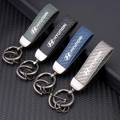 Llavero de aleación de zinc y cuero de fibra de carbono para coche Llavero de microfibra Para Hyundai Tucson Accent Elantra Santa fe Sonata I10 I20 I30