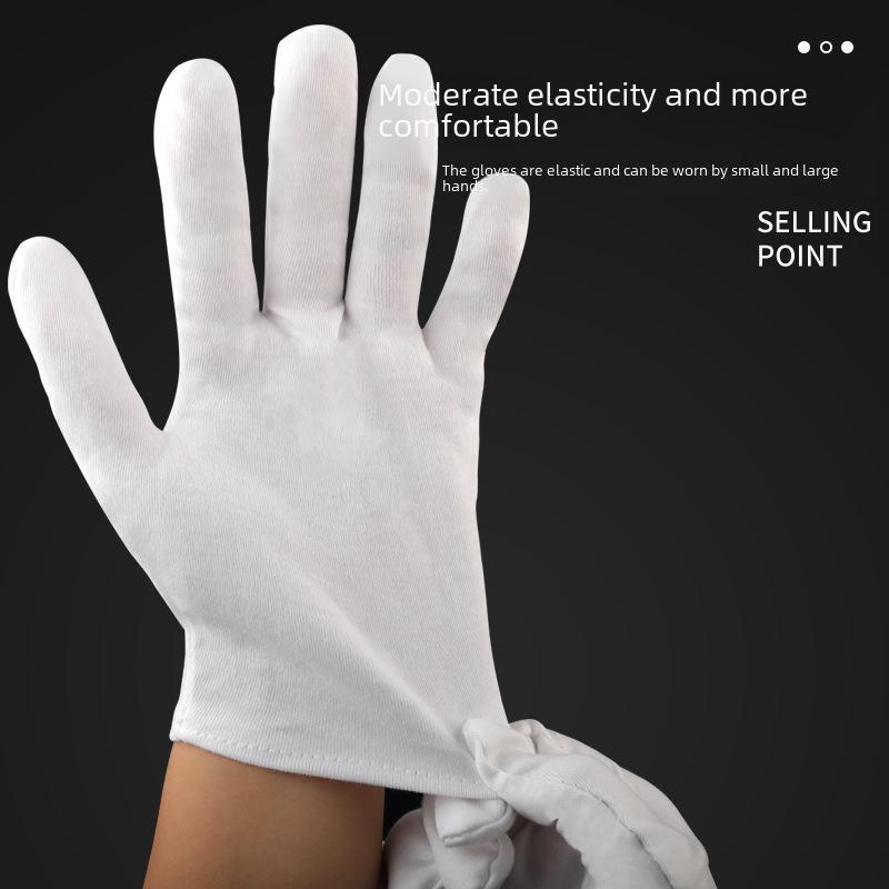 High-Quality Sweat-Proof White Cotton Work Gloves for Etiquette and Labor Protection