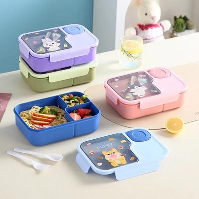 Bento obědový box pro děti Dívky Kreslené studentky Kawaii Roztomilý vyhřívaný sendvičový sendvič se 3 mřížkami Box na jídlo Speciální jídelna Skladování potravin