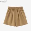 ZANZEA Women Casual Elastic Waist Loose Summer Shorts