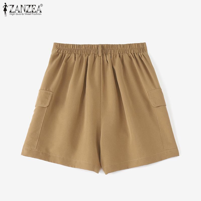 ZANZEA Women Casual Elastic Waist Loose Summer Shorts
