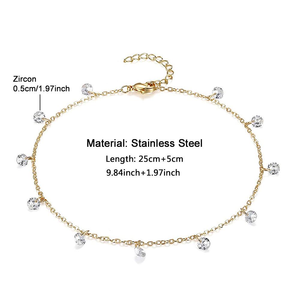 Simple Tennis Anklet For Women Gold Color Stainless Steel Cubic Zirconia Foot Leg Chain Ankle Bracelet Women Beach Jewelry 2025