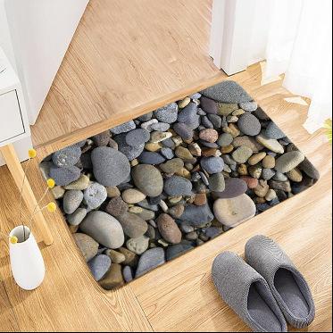 2D Stone Brick Pattern Doormat Non-Slip Entry Floor Mat Decorative Carpet for Home Entrance Washable Welcome Rug for Living Room