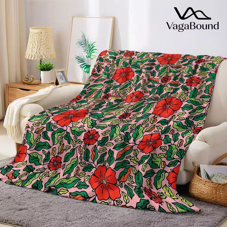 Coral Petal Rush Flannel Blanket Warm Soft Halloween Christmas Couch Warm Cozy Decorative Decor Gift for All Season