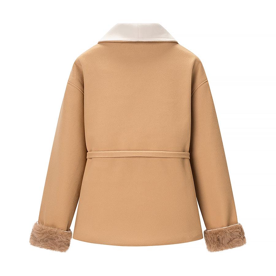 Women's French Chic Bow Tie Hooded Woolen Coat