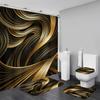 4Pcs Shower Curtain Set with Non-Slip Bath Mat, Toilet Lid Cover, Contour Rug & 12 Hooks, Bathroom