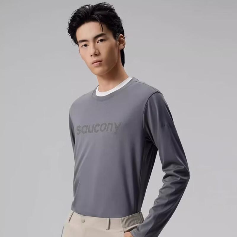SAUCONY Men s Soft Cotton Crew Neck Long Sleeve Knit Shirt L