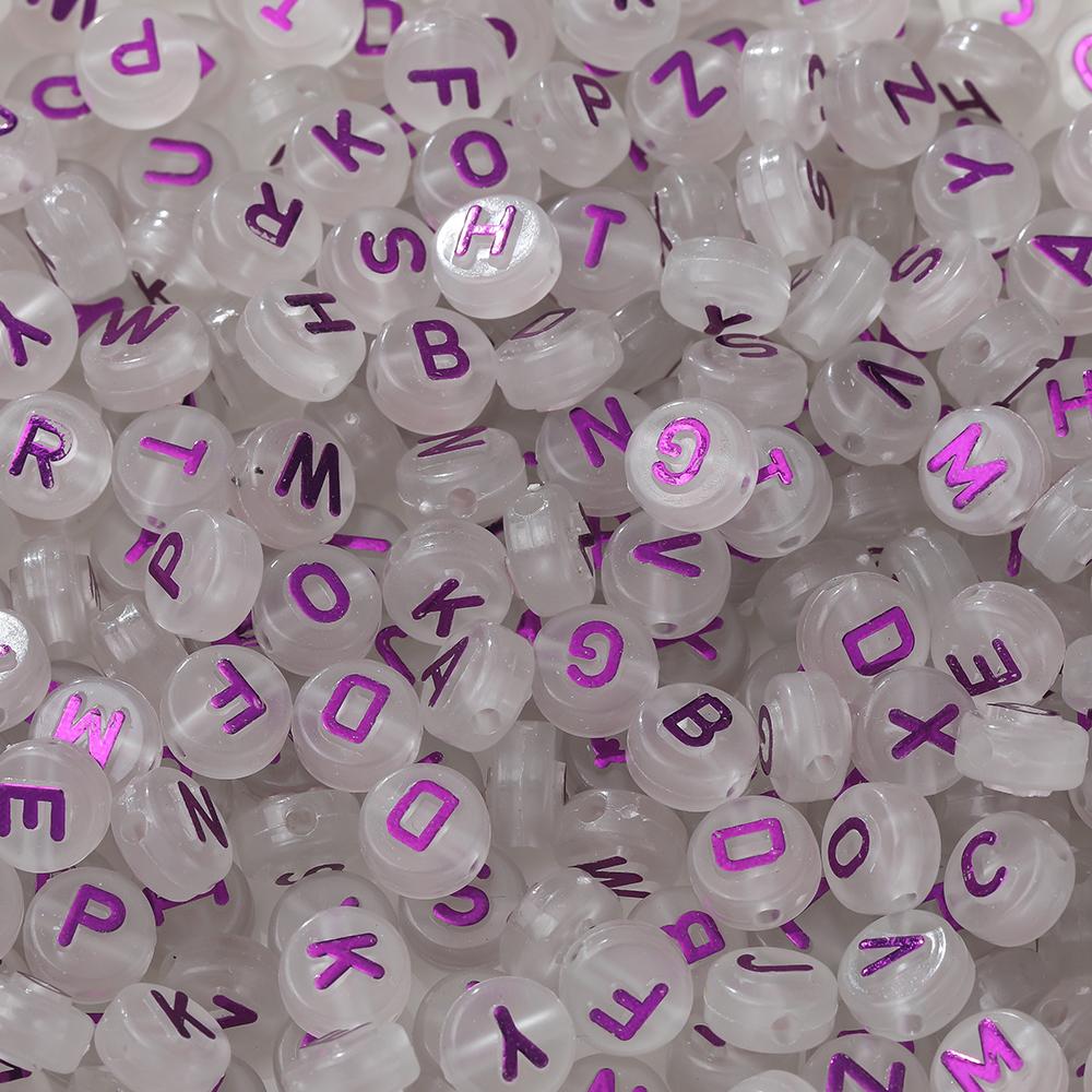 30pcs 6*10mm Mixed Acrylic Letter Beads Round Spacer Loose Beads for DIY Necklace Bracelet Earring Jewelry Making Accessories