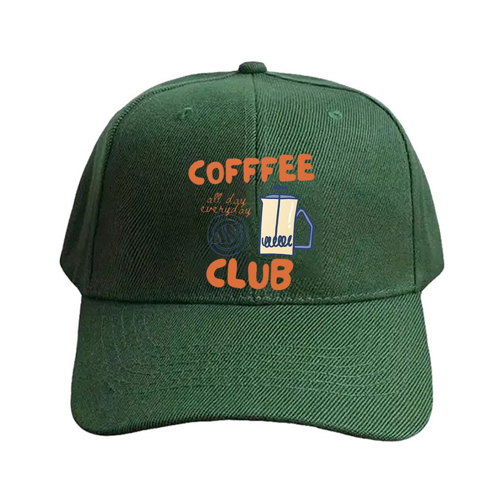 Retro Coffee Club all day everyday Caps Summer Adult Baseball Cap Adjustable with Curved Brim Duckbill Hat Protection Sun Hats