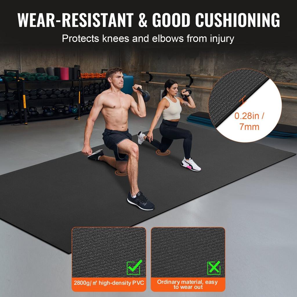 Exercise Mat Non Slip Yoga Mat Gym Fitness Pilate Workout Mat (12x6ft)