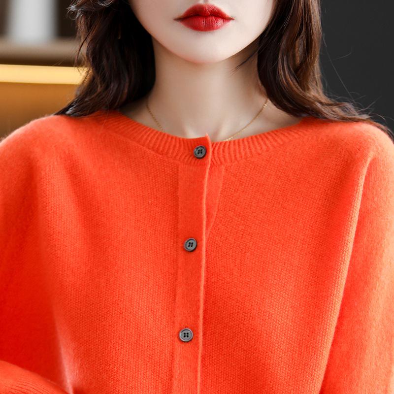 Women's Plus Size Wool Cashmere Cardigan - Cozy Autumn/Winter Knitwear Sweater