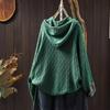 Bojiafan Ethnic Style Appliquéd Cotton Drawstring Hoodie - Women's Loose Plus Size Retro Knit Sweater