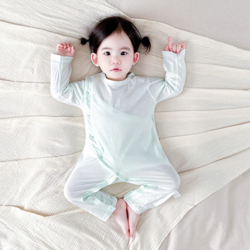 Tagless Double-Layer Cotton Newborn Bodysuit - Breathable, Thin Pajamas for Spring & Autumn