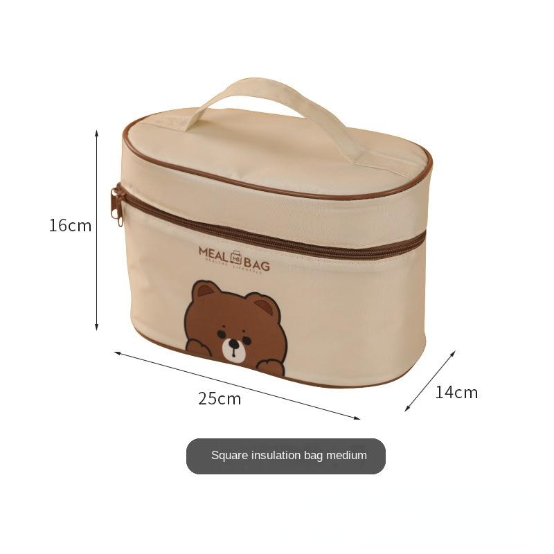 Bag Bear Leather Lunch Kids Large Capacity Bento Pouch For Children Thermal Insulated Cooler With Tableware Cup Tote Picnic Box