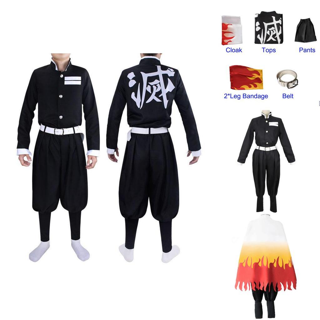 Stylish Demon Slayer Kimetsu No Yaiba Rengoku Kyoujurou Cosplay Costume Kimono Robe Suit With Exquisite Workmanship And Comfortable Fit