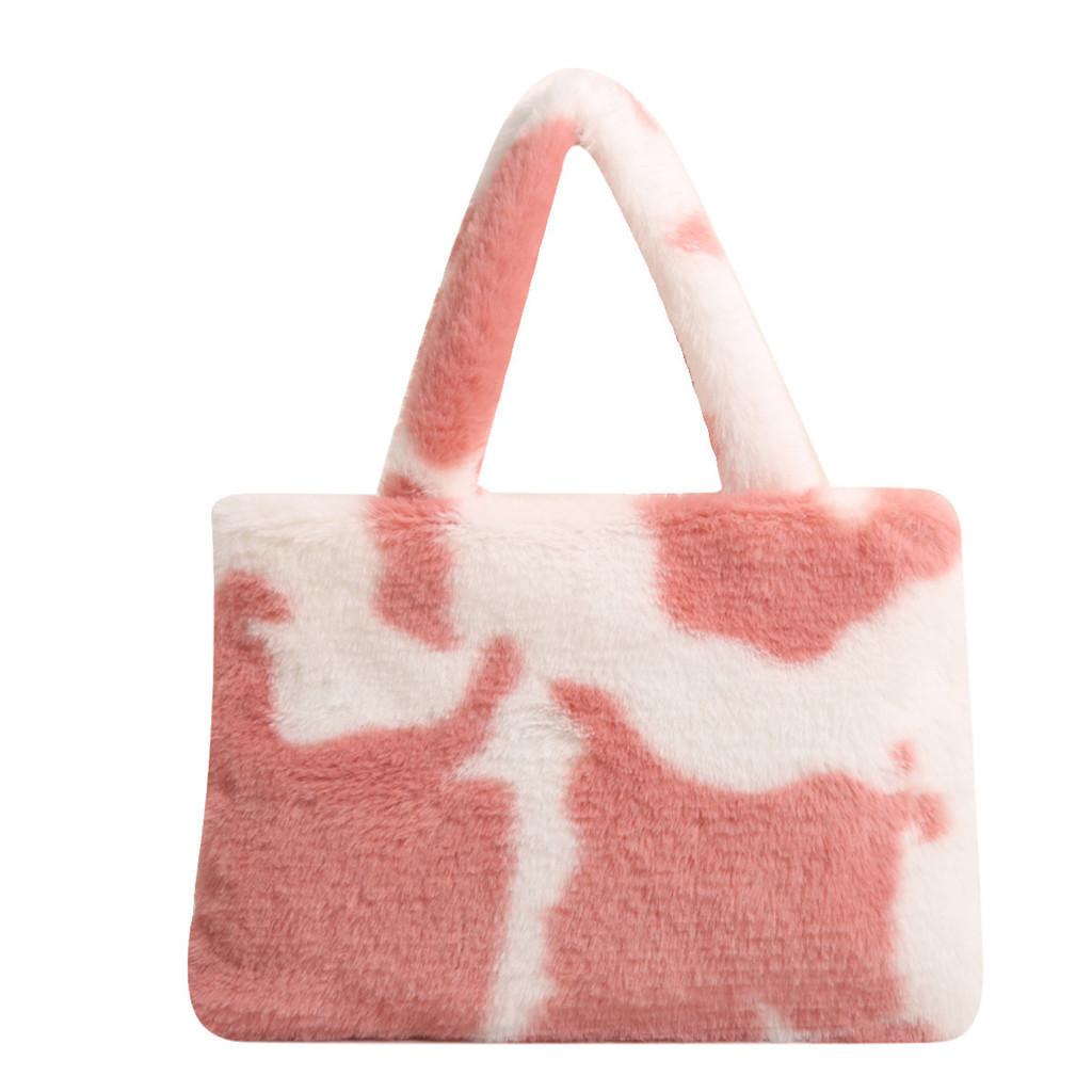 Stylish Soft Velvet Zebra Print Tote Bag Fashionable And Trendy Street Style Handbag