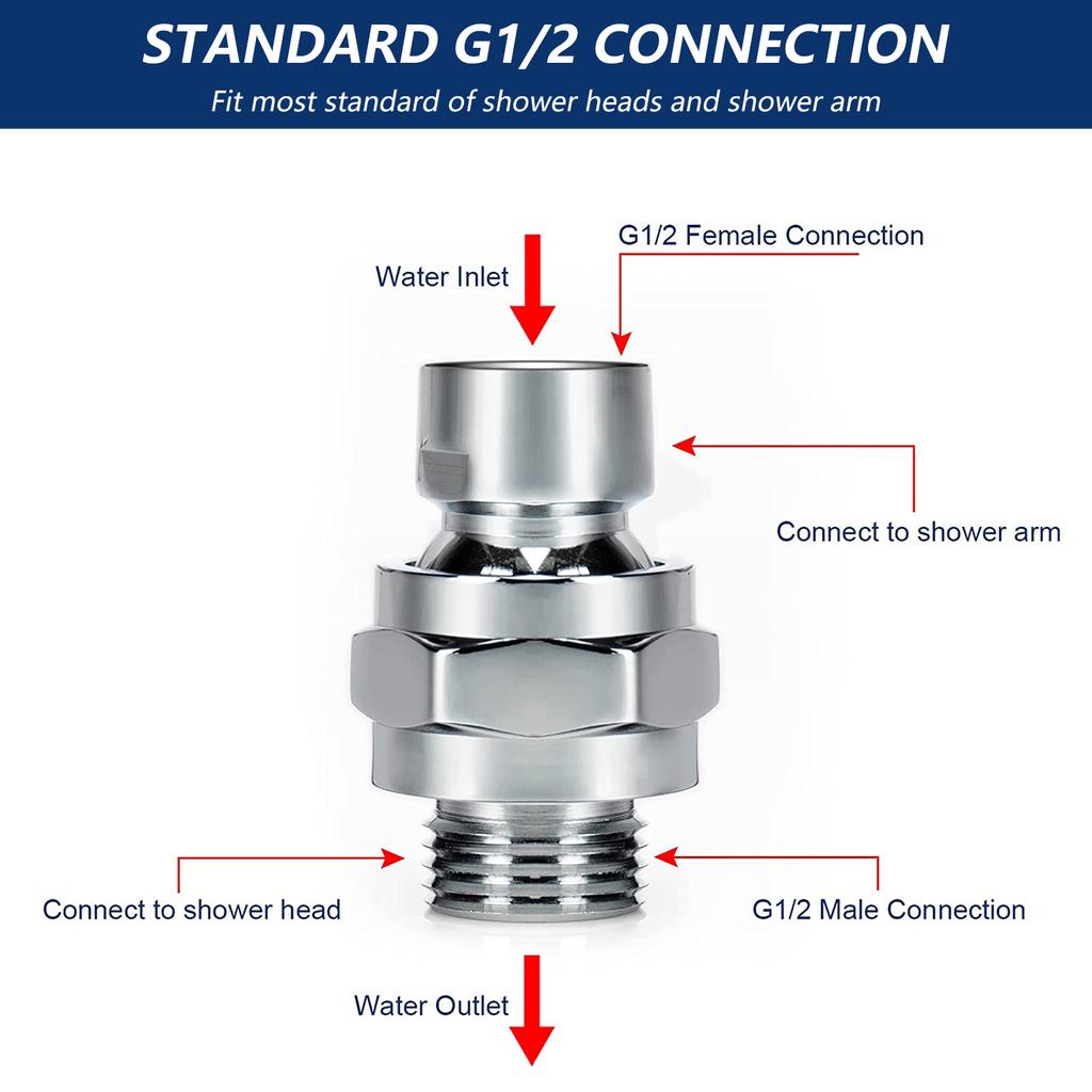 Shower Connector Ball Joint Replacement Shower Head Swivel Ball Adapter Brass Adjustable Shower Arm Connector Enduring