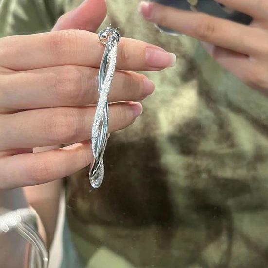 Dámský náramek zkroucený zapletený ze slitiny stříbrné barvy v čínském stylu nastavitelný hladký leštěný náramkové šperky k výročí narozeninám lehký náramek