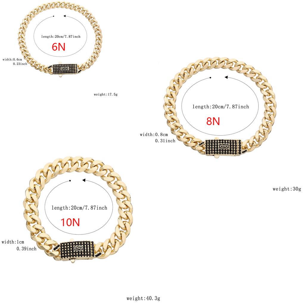 Cadena nueva 14K Monaco para hombres y mujeres, latón, circonita cúbica, pulsera Monaco de moda para hombres y mujeres