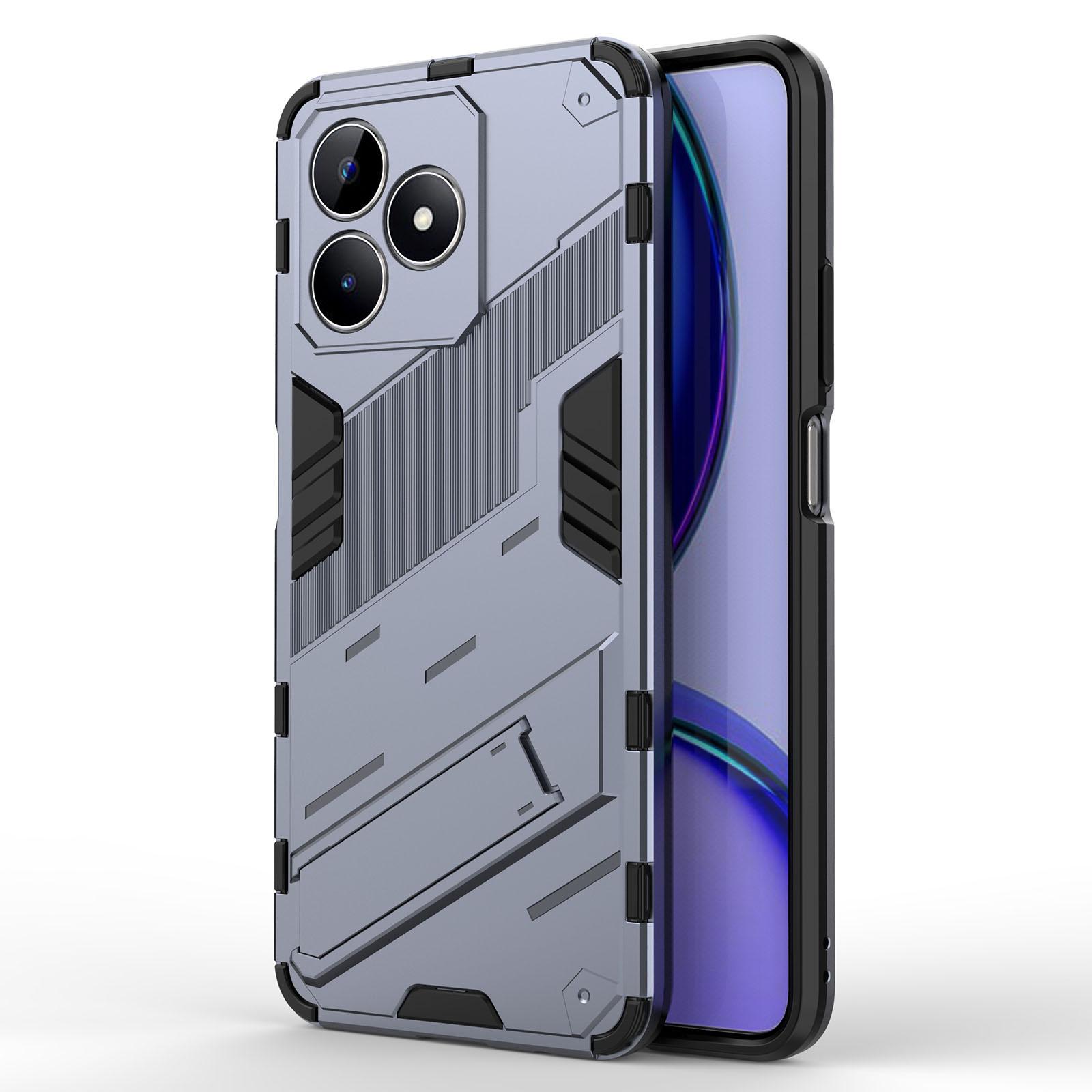 

For Realme C53 (Global)/C53 (India)/C51 Kickstand Back Case PC+TPU Shockproof Phone Cover Grey