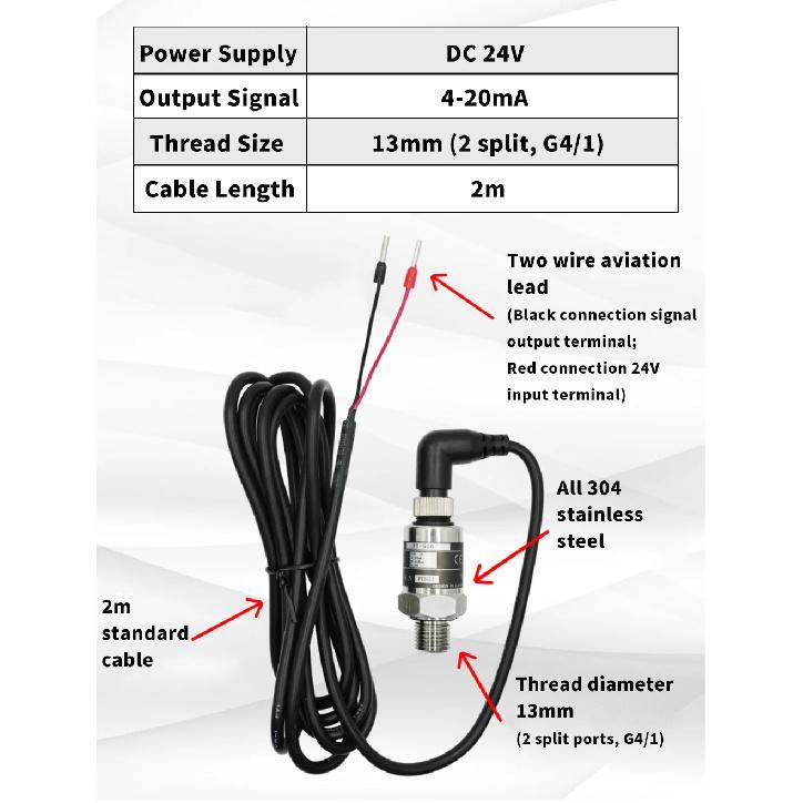 IP65/IP68 Pressure Transmitter Pressure Transmitter Water Pump Sensor 250Bar 400Bar 25Mpa 40Mpa 0-16Bar/0-10Bar 1/1.6Mpa/ G1/4