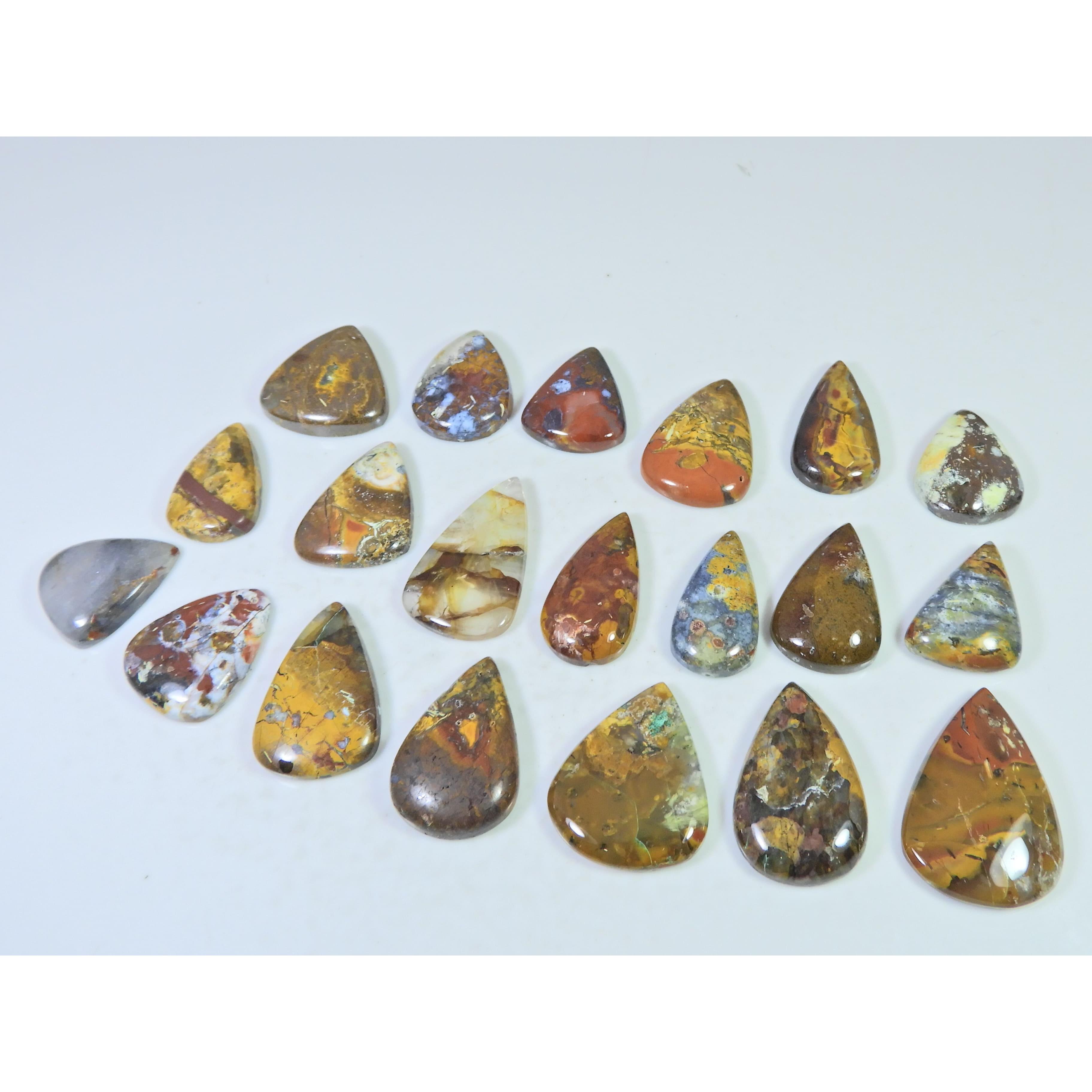 358Cts. Natural Forest Agate Pear Cabochon Loose Gemstone 20 Pcs Lot C-1964