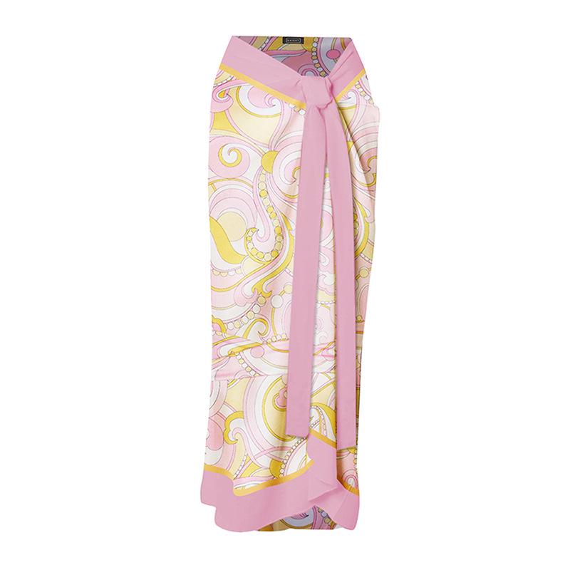 

Юбка миди с принтом на завязках в отпускном стиле - Хит продаж для пляжной одежды One Size розовый