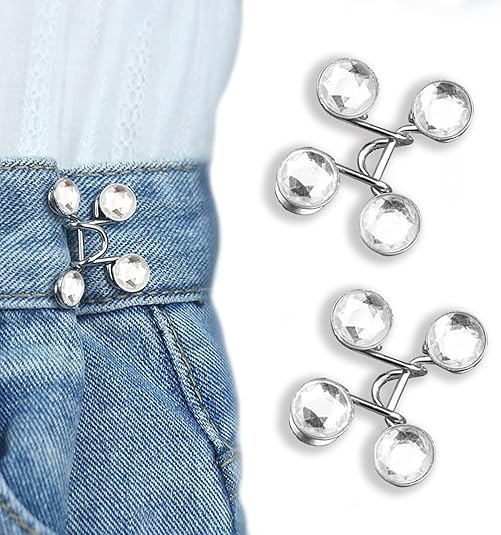 2~8Sets Adjustable Jeans Button Pant Waist Tightener,Detachable Decor Waist Buckle, No Sew and No Tools Button Pins for Jeans