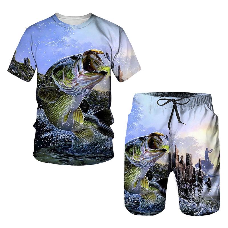 Hip Hop T-shirt Men 2-piece Set Summer Short Sleeve Tops Shorts Casual Oversized Streetwear Clothes Tracksuit Set