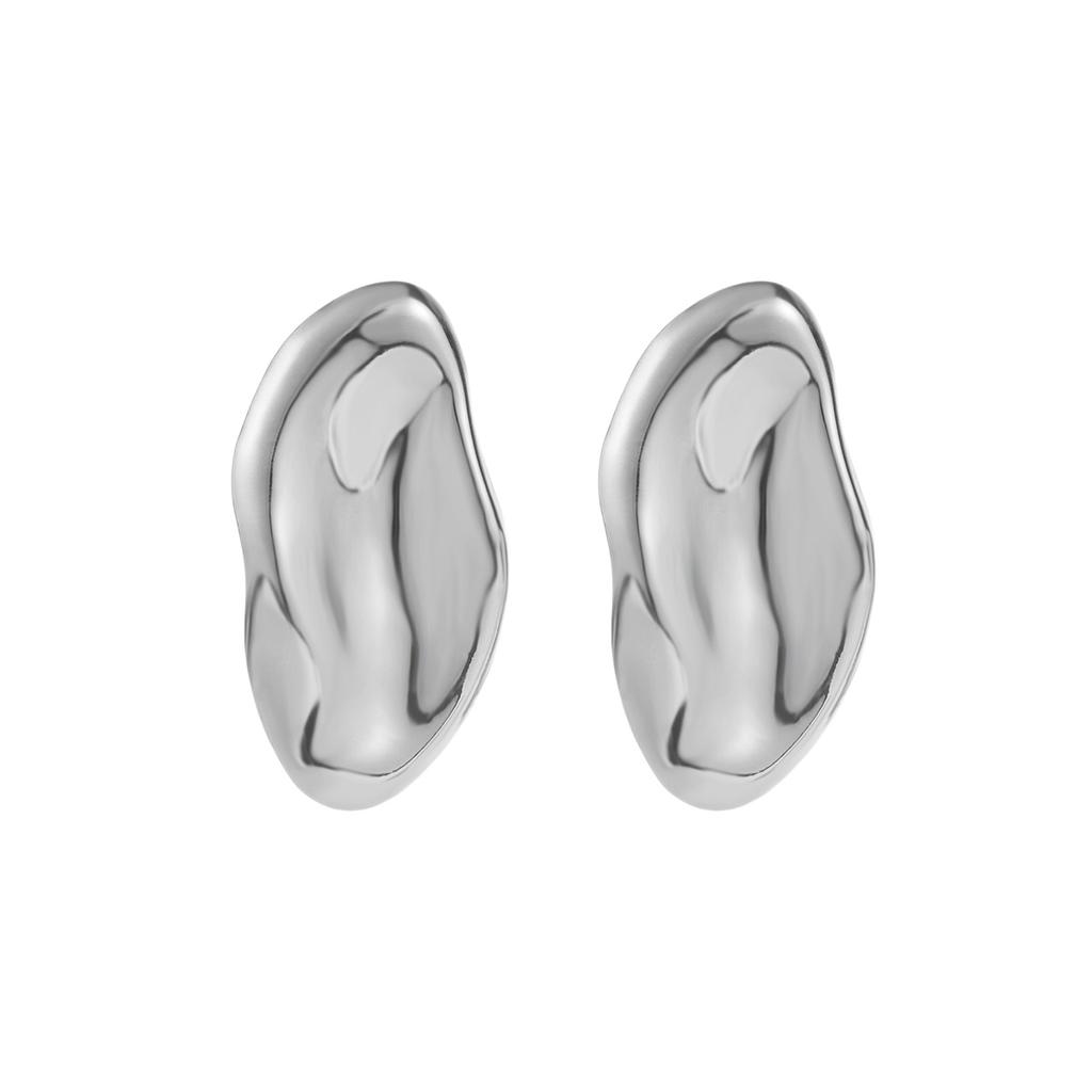 Exaggerated Irregular Geometric Stud Earrings Minimalist Ins Style Metal Wrinkled Texture Fashion Earrings For Women