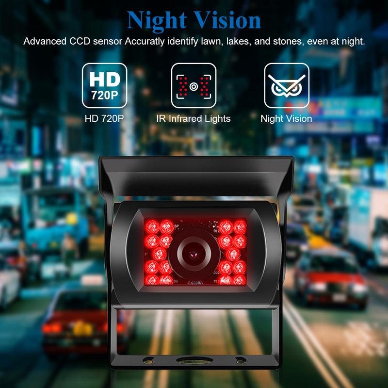 2CH Digital Wireless Monitor 5" Dual Screen with 18 IR Reversing Cameras 12-24V Wide Voltage 30-50m For Truck Caravan RV Trailer