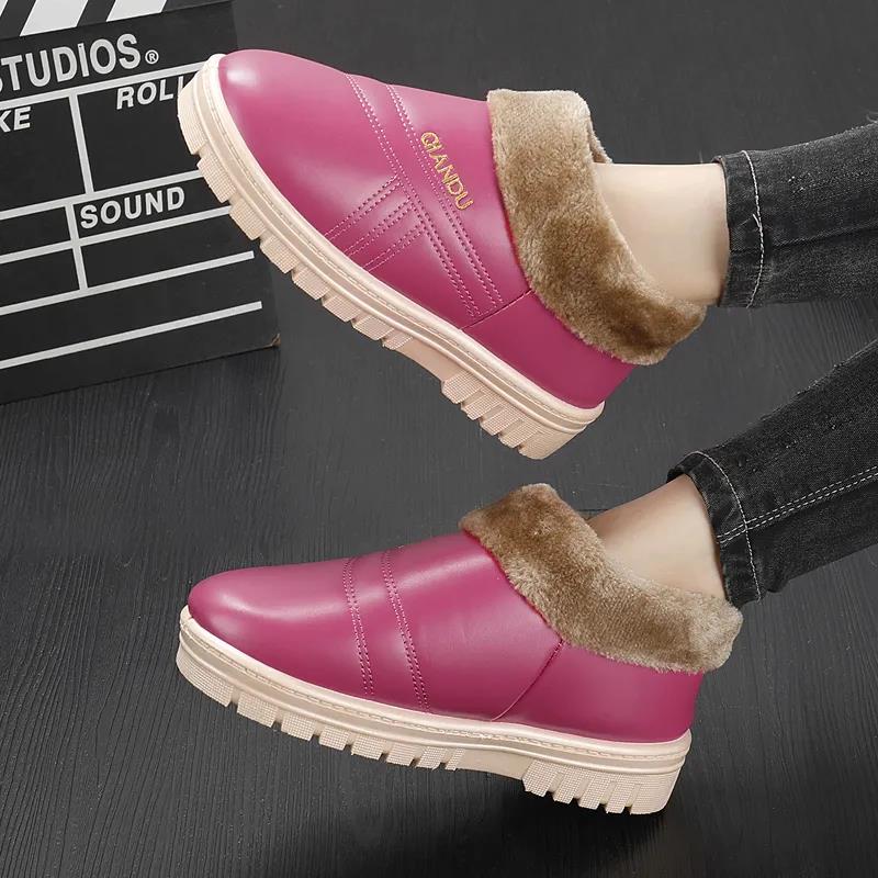 Zapatos de algodón de invierno para mujer, botas cálidas y cómodas, botas antideslizantes impermeables de suela gruesa para el hogar