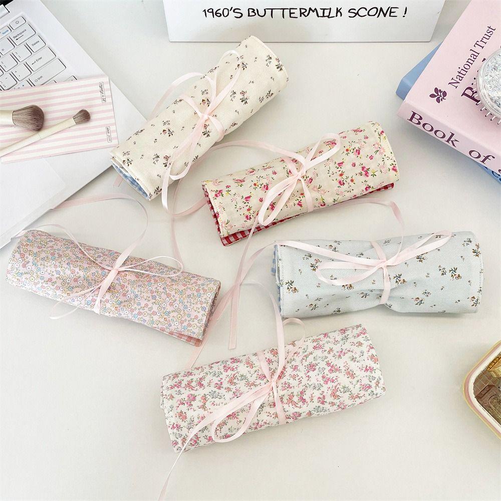 Floral Pattern Makeup Brush Bag Large Capacity Makeup Brush Organizer Cosmetic Storage Bag Women