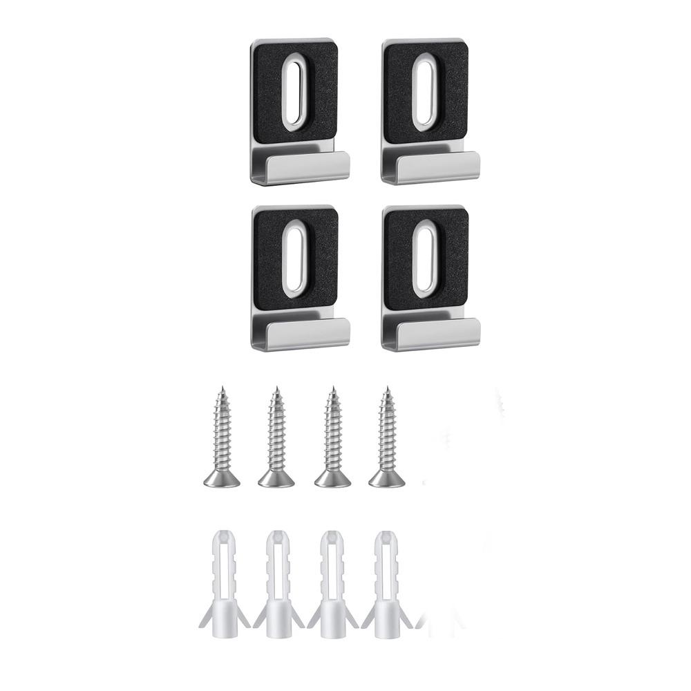 4pcs 304 Stainless Steel Mirror Clips Matte Black Rubber Pads Mirror Holder Included Screws Mirror Brackets Wall Decor